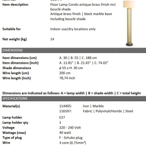 Lampadar, Lampa de podea design LUX Condo boucle crem 108948 universul-luminii.ro