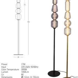 Lampadar, Lampa de podea design modern LED DECO auriu/ sampanie - Img 3