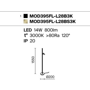 Lampadar, Lampa de podea LED cu Spot Directionabil, Thin alama 181098 universul-luminii.ro