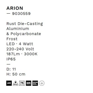 Lampadar/Lampa de podea LED de exterior IP65 ARION maro rustic 238458 universul-luminii.ro