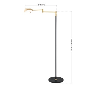 Lampadar LED cu brat ajustabil BOSTON negru/alama 234468 universul-luminii.ro