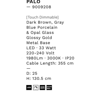 Lampadar LED decorativ ceramica maro, albastru, alb, PALO 245448 universul-luminii.ro