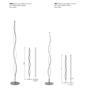 Lampadar LED design modern Sahara 20W argintiu crom - Img 4