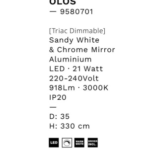 Lampadar LED suspendat de tavan OLOS, H-330cm 158398 universul-luminii.ro