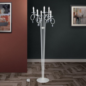 Lampadar stil clasic cu cristale Swarovski Giada argintiu mat