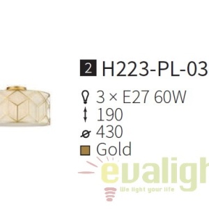 Lustra aplicata clasica diam.43cm Messina MYH223-PL-03-G 178768 universul-luminii.ro