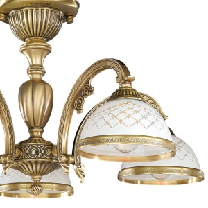 Lustra aplicata cu 5 brate clasic design italian din alama, sticla 7002 RA-PL. 7022/5 102248 universul-luminii.ro