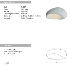 Lustra aplicata design modern decorativ FIBERGLASS 80cm - Img 3