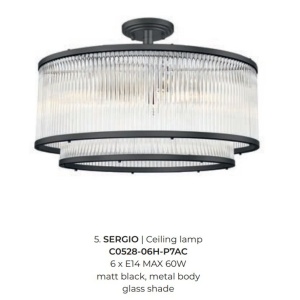 Lustra aplicata eleganta design modern SERGIO negru mat - Img 2