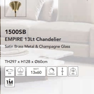 Lustra cristal casa scarii design LUX Empire 13L 136038 universul-luminii.ro