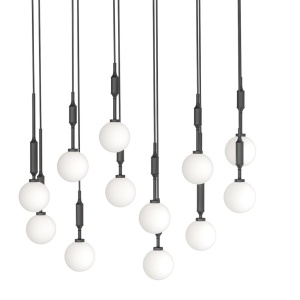 Lustra cu 12 pendule Ero XII Negru 80x25 - Img 5