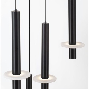 Lustra cu 12 Pendule tub subtire aluminiu negru si alabastru LED NOEMI - Img 7