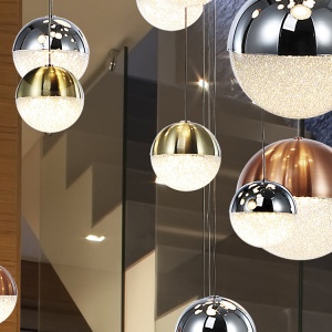 LUSTRA cu 27 pendule LED, H-300cm, DIMABILA prin BLUETOOTH Sphere 80cm SV-793960B 88898 universul-luminii.ro