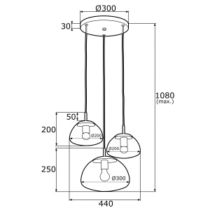 Lustra cu 3 pendule design modern TRINI fumuriu 103868 universul-luminii.ro