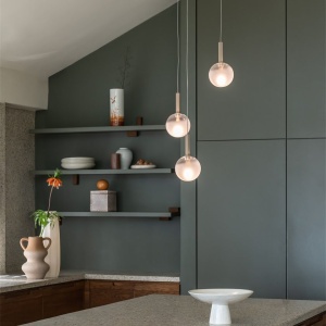 Lustra cu 3 pendule din sticla, Murano sand