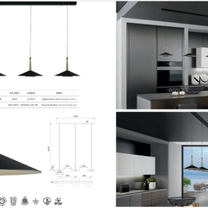 Lustra cu 3 pendule LED design tehnic ORION MA-7475 171828 universul-luminii.ro