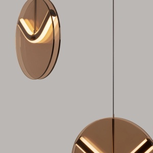 Lustra cu 3 pendule LED metal negru cu sticla champagne, HALLEY - Img 5