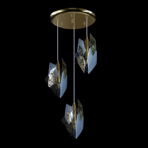 Lustra cu 3 pendule moderna design LUX realizata manual POLYGON 130228 universul-luminii.ro