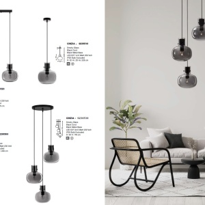 Lustra cu 4 pendule design modern CINZIA fumuriu 104348 universul-luminii.ro