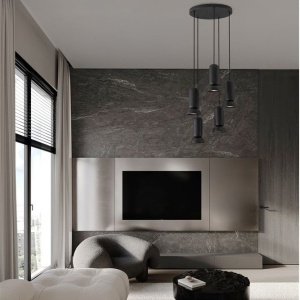 Lustra cu 5 pendule ceramica neagra PARLO 625738 universul-luminii.ro
