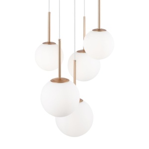 Lustra cu 5 pendule design modern Basic form auriu/ alb 118728 universul-luminii.ro