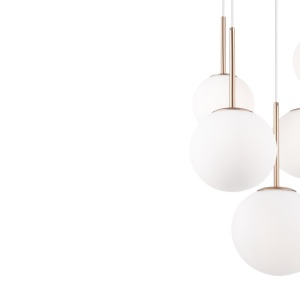 Lustra cu 5 pendule design modern Basic form auriu/ alb 212158 universul-luminii.ro