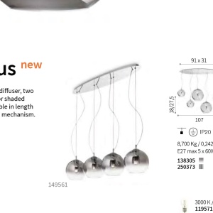 Lustra cu 5 pendule, globuri Nemo sp5 50638 universul-luminii.ro