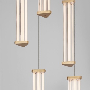 Lustra cu 5 pendule LED 3000K PHEME auriu periat - Img 5