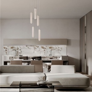 Lustra cu 5 pendule LED 3000K PHEME nickel satinat - Img 6