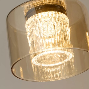 Lustra cu 5 pendule LED bronz cu sticla sampanie Tumblers - Img 4