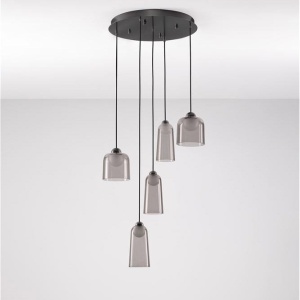 Lustra cu 5 pendule LED, Metal, Negru, Acrilic, DIONE 245378 universul-luminii.ro