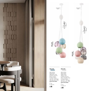 Lustra cu 6 pendule, Ceramica, Sticla, Multicolor, MELINE 245408 universul-luminii.ro