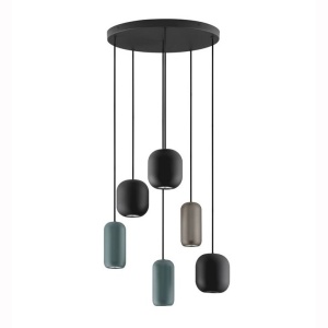 Lustra cu 6 pendule metal negru, maro, verde MARLIN
