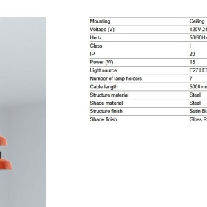 Lustra cu 7 pendule metal TATAWIN M orange - Img 4