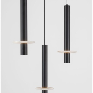 Lustra cu 7 Pendule tub subtire aluminiu negru si alabastru LED NOEMI - Img 5