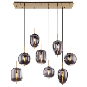 Lustra cu 8 pendule design modern Blacky I negru mat, alama 113938 universul-luminii.ro
