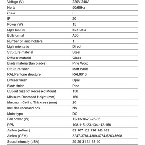 Lustra cu Ventilator incastrat tavan cu telecomanda KLIM L 150cm, alb/ pin - Img 5