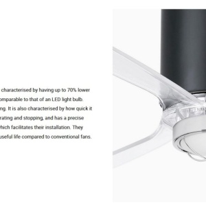 Lustra cu Ventilator si telecomanda MINI TUBE M LED negru mat/transparent 215448 universul-luminii.ro