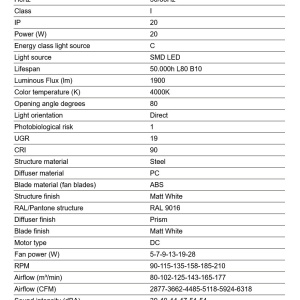 Lustra cu Ventilator si telecomanda PUNT TAK M alb 4000K - Img 3