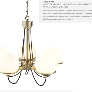 Lustra deosebita design vintage 58cm Sphere 5L 7095-5AB SRT 73598 universul-luminii.ro