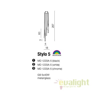 Lustra design modern Stylo 5 white 182208 universul-luminii.ro