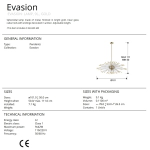 Lustra design ultra-modern Evasion auriu SV-381635 75148 universul-luminii.ro