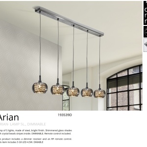 Lustra dimabila cu telecomanda LED ARIAN 5L SV-193539D 72028 universul-luminii.ro