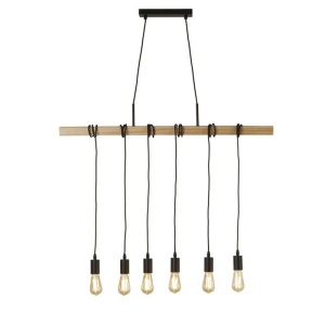 Lustra din lemn cu 6 pendule design rustic Woody 209168 universul-luminii.ro