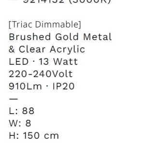 Lustra LED 2700K suspendata design liniar PHEME auriu periat - Img 7
