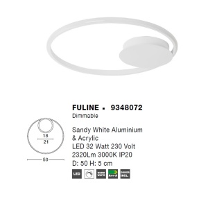 Lustra LED aplicata design modern circular FULINE alba NVL-9348072 76038 universul-luminii.ro