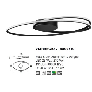 Lustra LED aplicata design modern circular VIARREGIO negru NVL-9500710 - Img 4