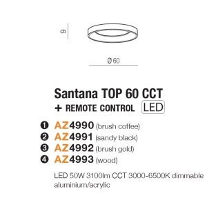 Lustra LED cu telecomanda design slim SANTANA TOP 68 CCT BK 67138 universul-luminii.ro