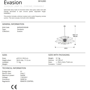 Lustra LED cu telecomanda design ultra-modern Evasion crom SV-381628D 75138 universul-luminii.ro