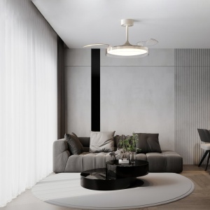 Lustra LED cu ventilator palete retractabile GLASS S transparent